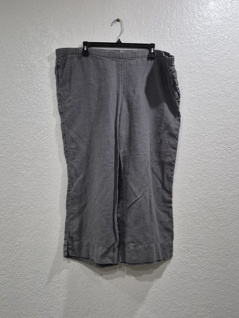 J. Jill Grey 100% Linen Wide-Leg Capris Large - Needs Elastic Repair